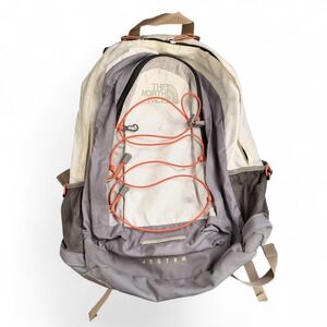 The North Face Jester Backpack Grey Cream Orange Bungee Daypack Mens Womens 25L